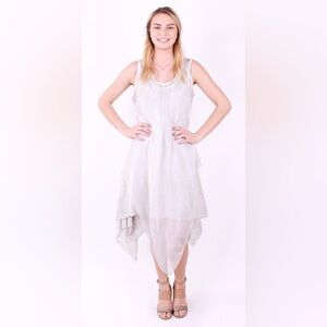 Made In Italy two-piece asymmetrical dress sheer silk top layer Boho Women S